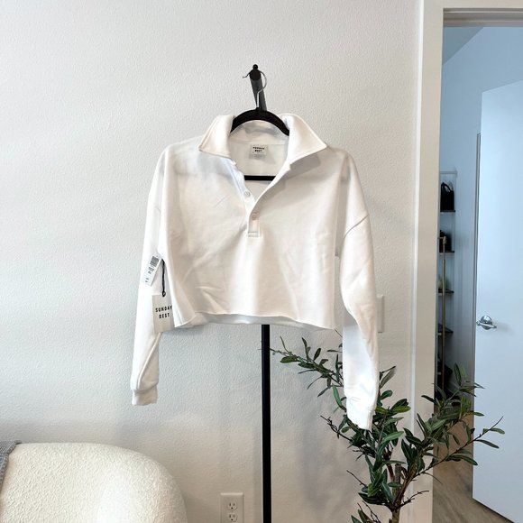 Aritzia Tops - Aritzia Sunday Best Cropped Polo Fleece White | XS NWT
